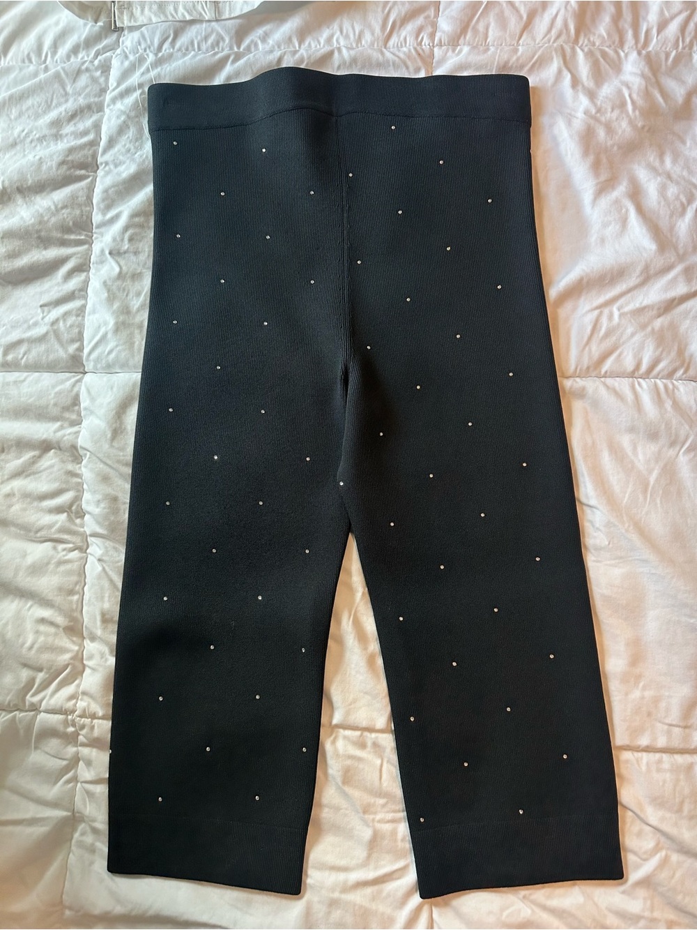 Black Embellished Ribbed Capris - Picture 3 of 4
